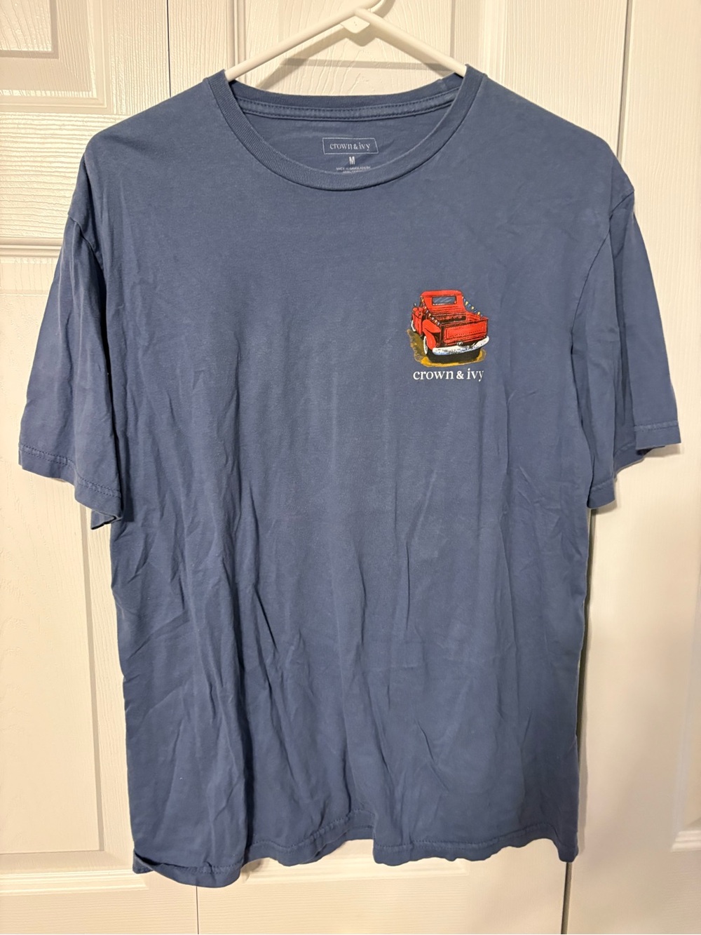 crown & ivy Navy Blue Short Sleeve Tee with Red Truck Graphic